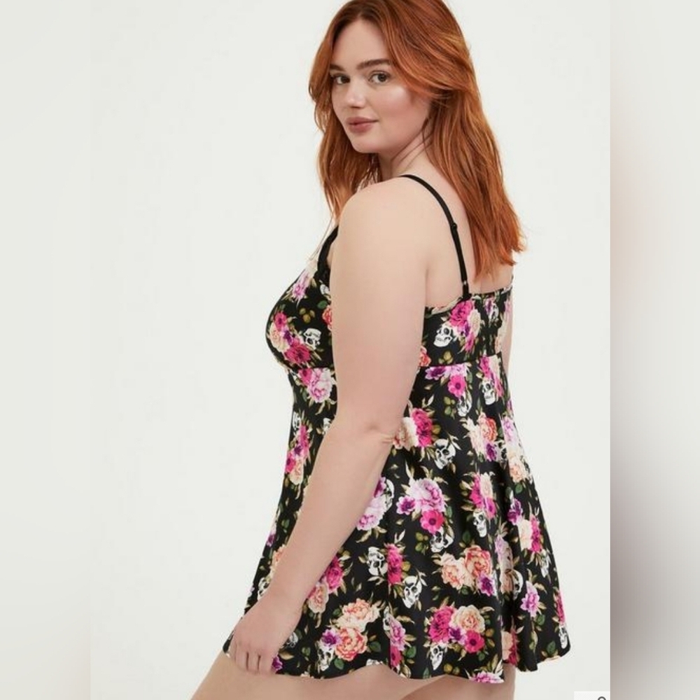 Torrid Satin Babydoll Y2K Lace Trim Floral Slip Dress Fairy Grunge Whimsigoth 2X